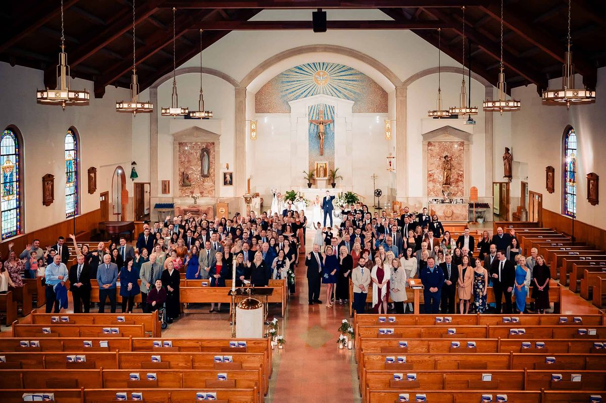 Guests filling the church during the ceremony