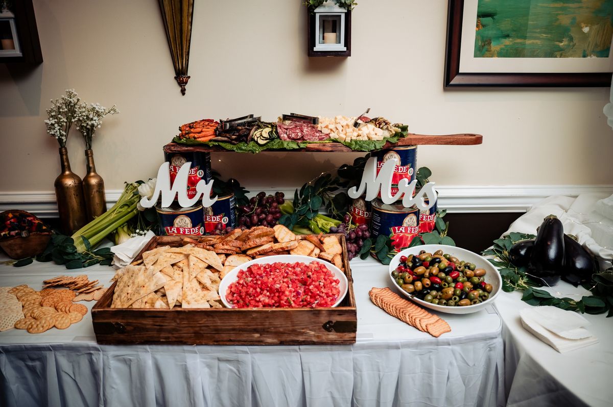 Antipasto display with Mr & Mrs letters